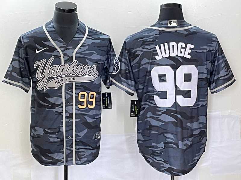 Men%27s New York Yankees #99 Aaron Judge Numbre Grey Camo Cool Base With Patch Stitched Baseball Jersey->new york yankees->MLB Jersey